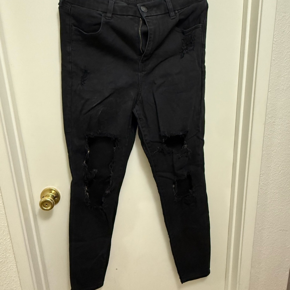 American Eagle Outfitters Black Ripped Skinny Jeans